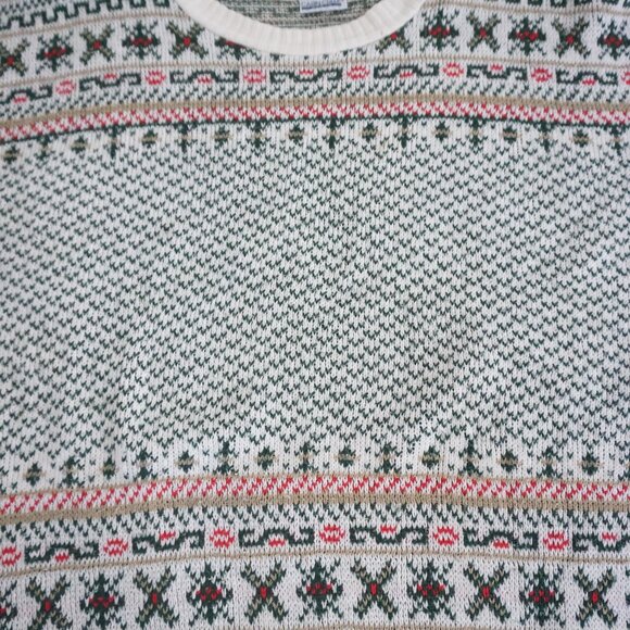 Vintage Cabin Creek Cream Green Fair Isle Sweater Cabincore Retro 80s/90s L - Picture 6 of 9